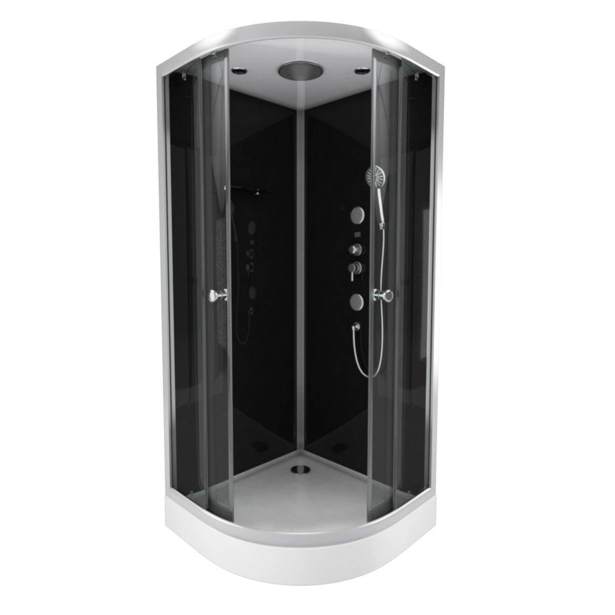 Cabine de douche arrondie gris clair, HOME MAISON