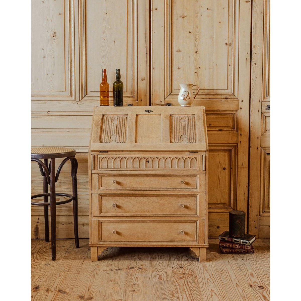 Secrétaire en bois Honoré N°192 - Bon état bois clair, DEBONGOUT
