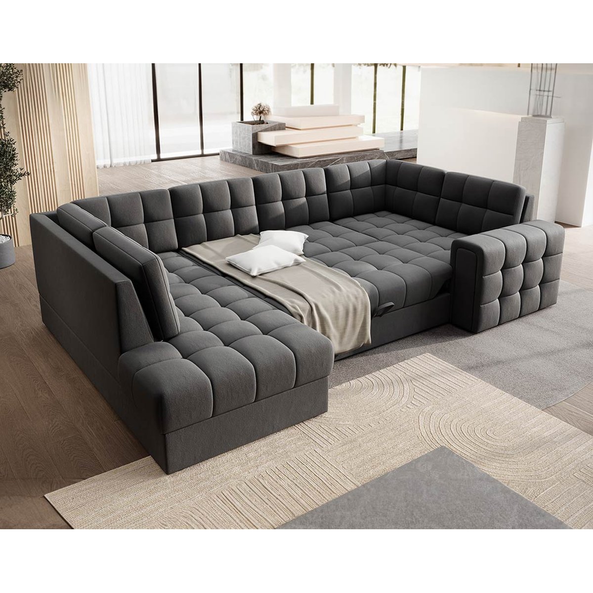 Canapé d'Angle Convertible 7 places - NAPPA gris, BEST MOBILIER