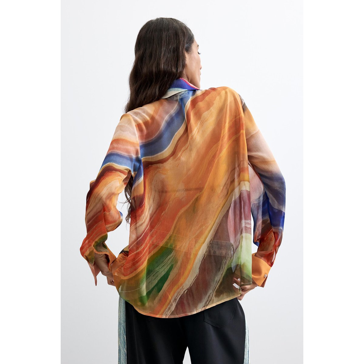 Blouse à manches longues imprimée multicolore, DESIGUAL