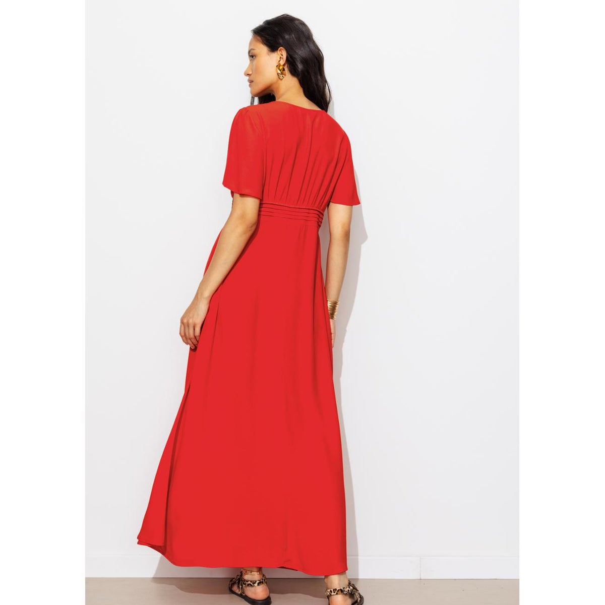 Robe longue manches courtes rouge, PROMOD