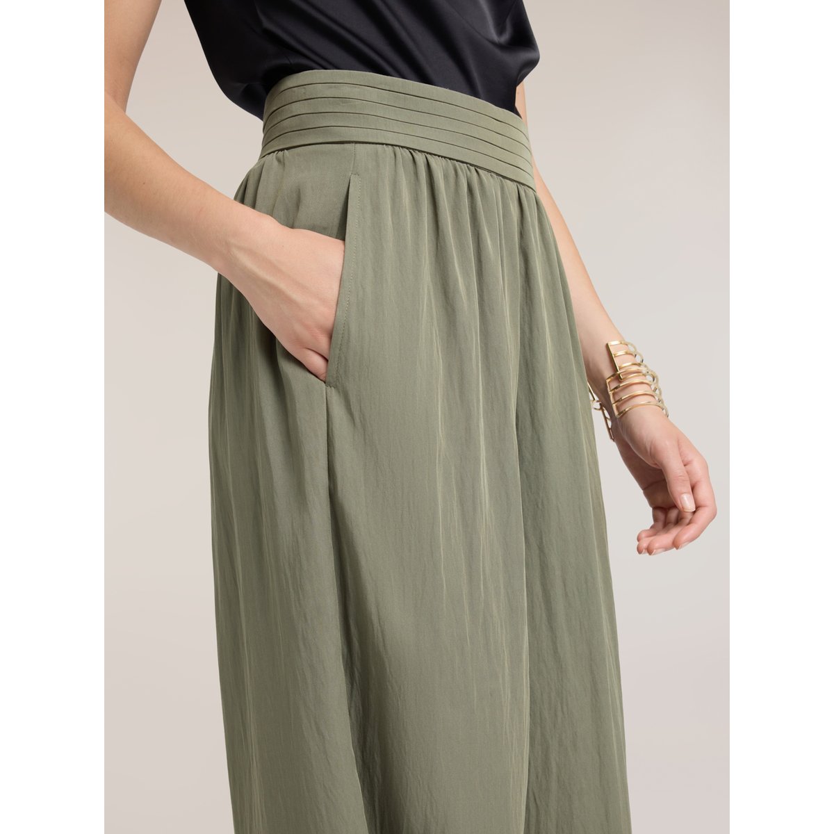 Pantalon drapé verde militare, MOTIVI