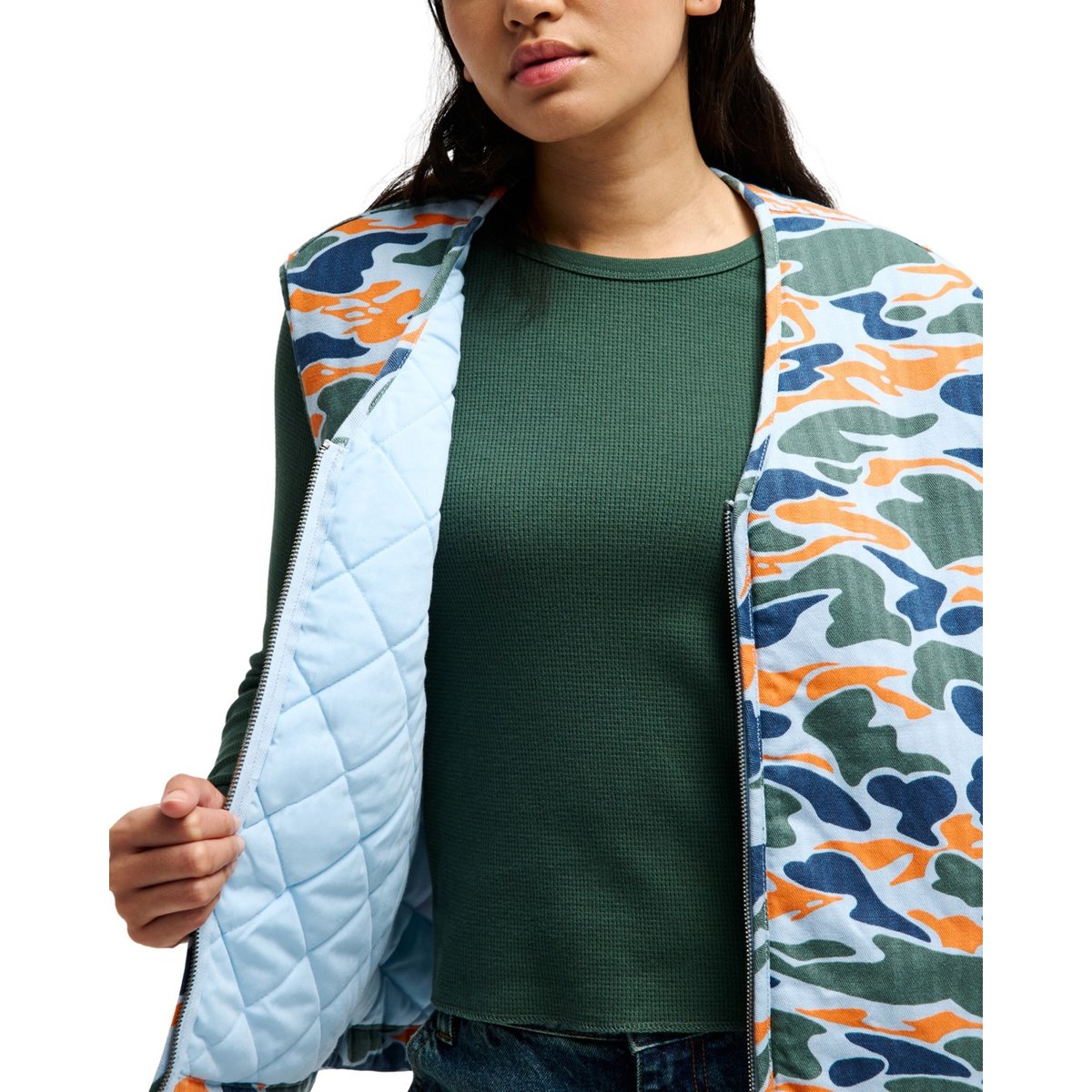 Gilet workwear sans manches INLAND ROAD bleu skyway garage camo, QUIKSILVER