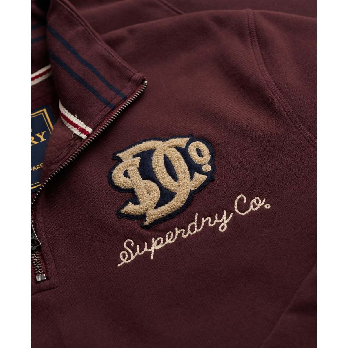 Sweat Vintage Athletic Demi-Zip Coupe Décontractée bordeaux foncé, SUPERDRY