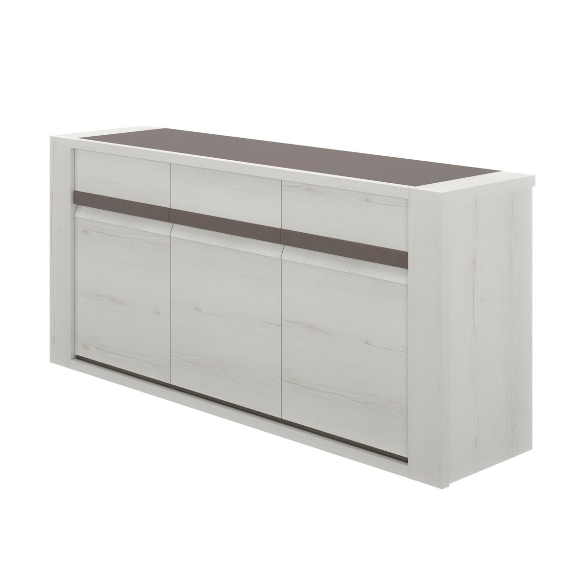Buffet 3 portes 190cm avec tablettes beige, GAMI