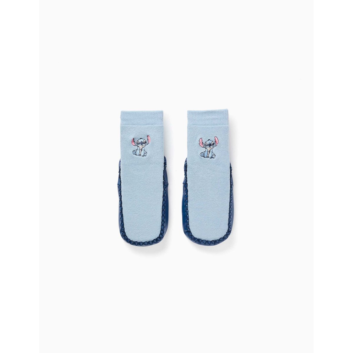 Chaussettes-chaussons avec semelle antidérapante et Stitch bleu clair, ZIPPY