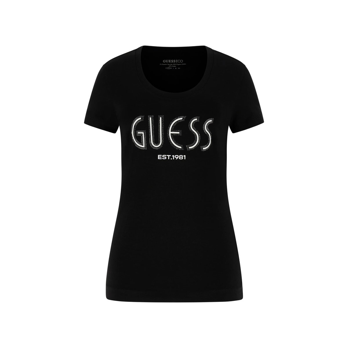 T-Shirt Logo Strass noir, GUESS