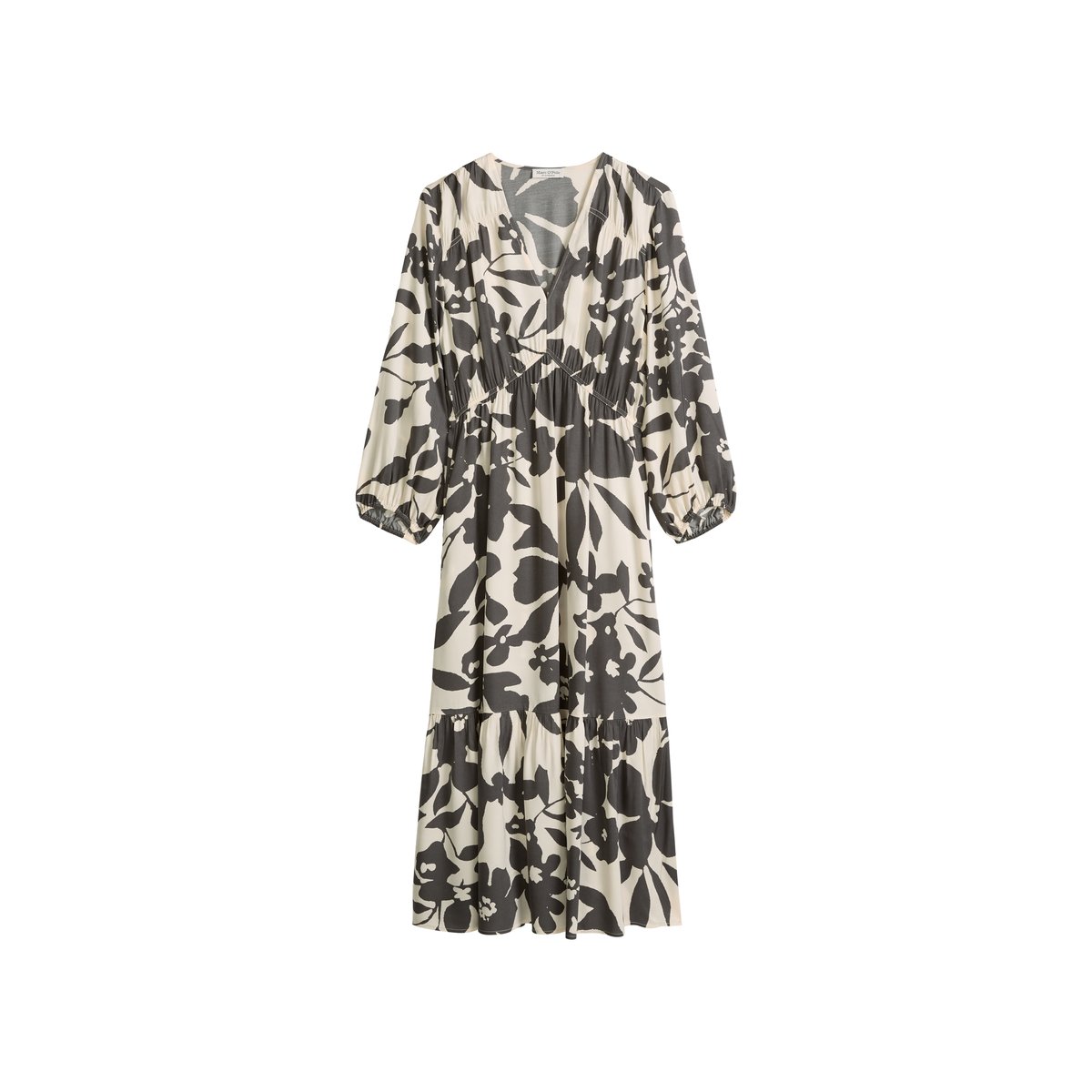 Robe imprimée flared en LENZING™ ECOVERO™ gris foncé, MARC O'POLO