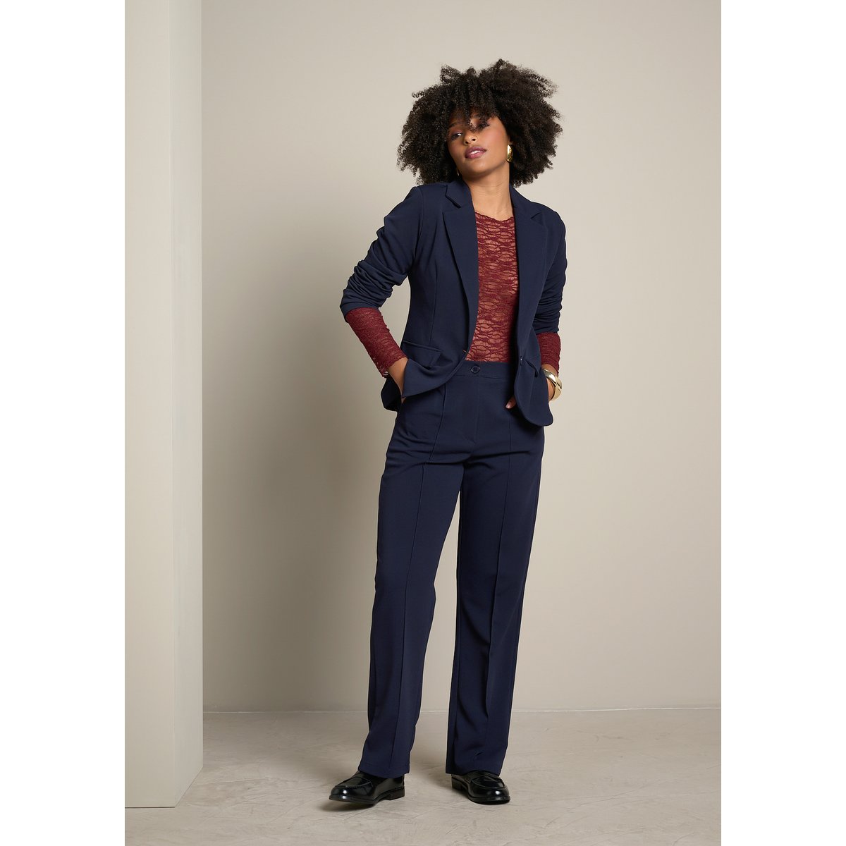 Blazer à coupe classique bleu marine, LOLALIZA