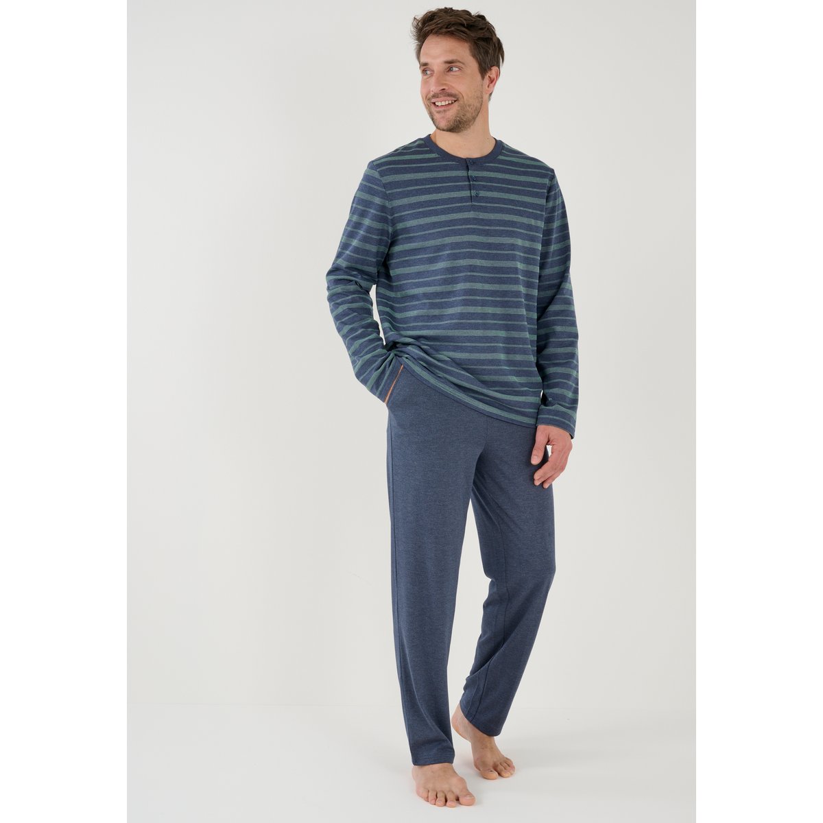 Pyjama Thermolactyl en maille jersey bleu rayé, DAMART