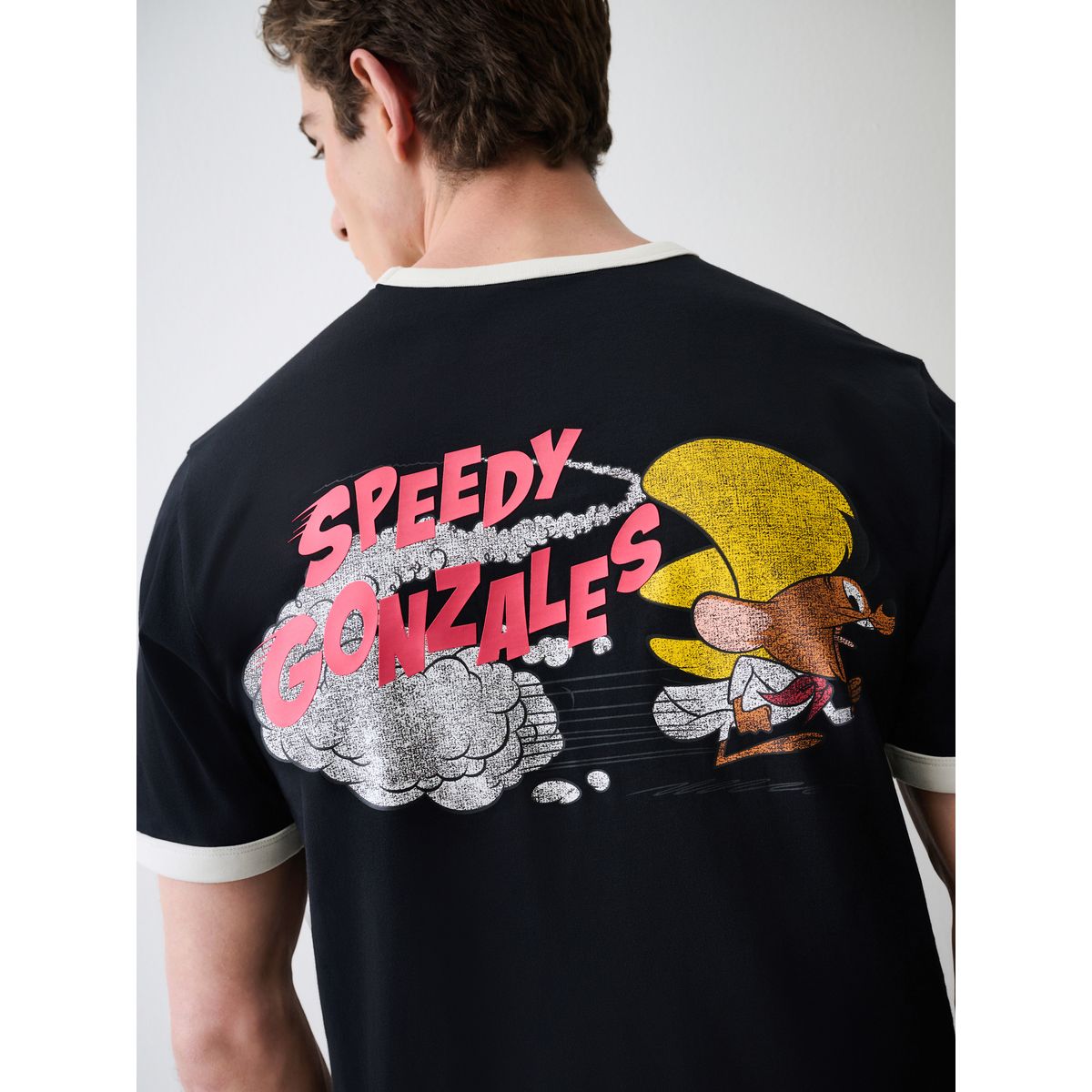 T-shirt léger à bord contrastant looney tunes noir, NEXT