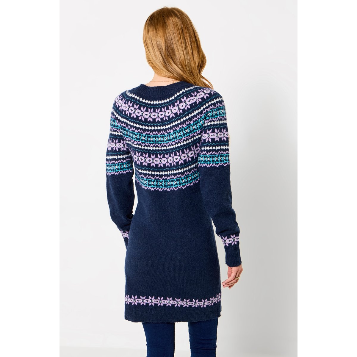 Fabuleuse Robe en Maille Jacquard Fair Isle bleu, JOE BROWNS