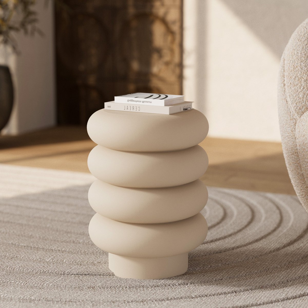 Tabouret rond en métal H41 cm - FÉLICIE gris, MAISON PAVANE