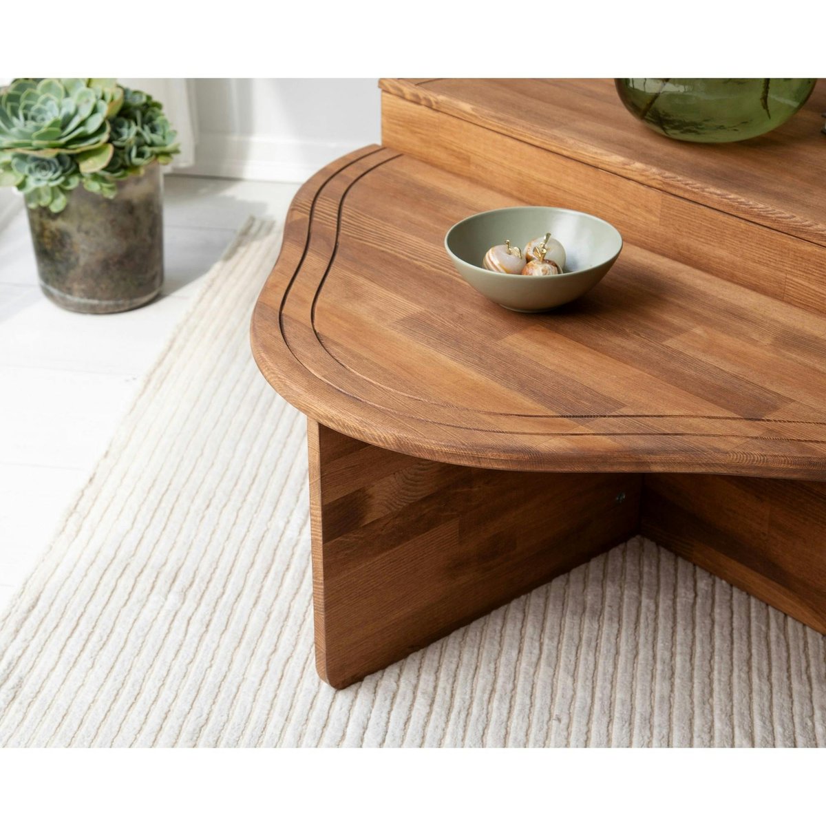 Table basse moderne en bois, double hauteur LINARES marron, PIER IMPORT