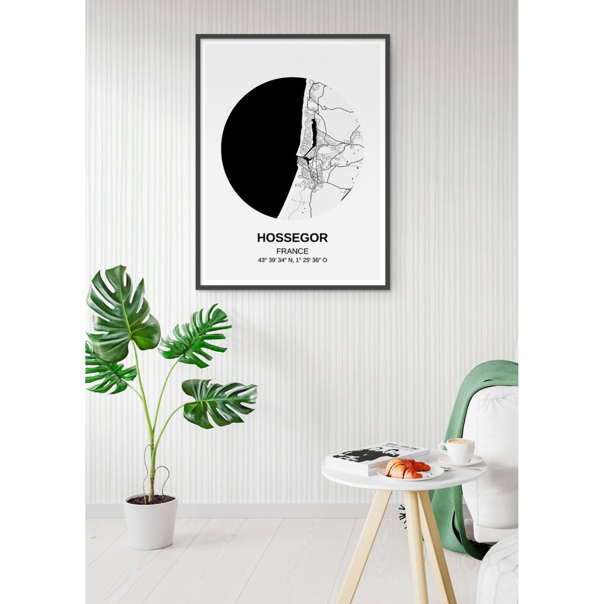 Affiche Carte Hossegor blanc, L'AFFICHERIE