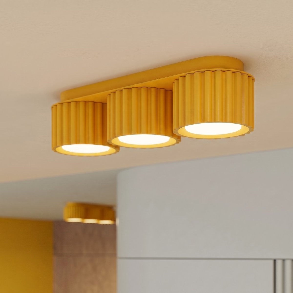 Plafonnier Aluminium Jaune Gx53 3 AURA jaune, EDEN