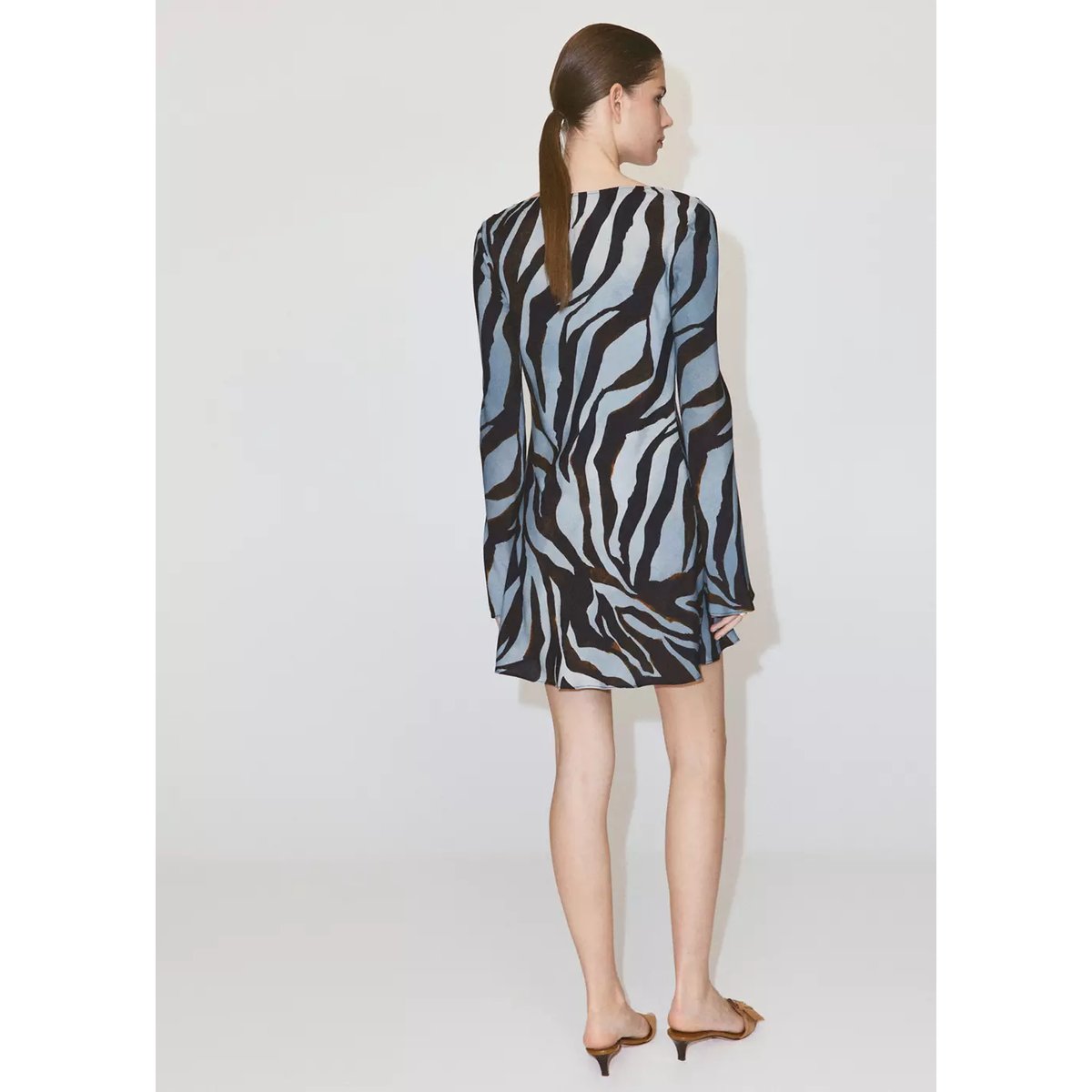 Robe courte imprimée bleu, MANGO