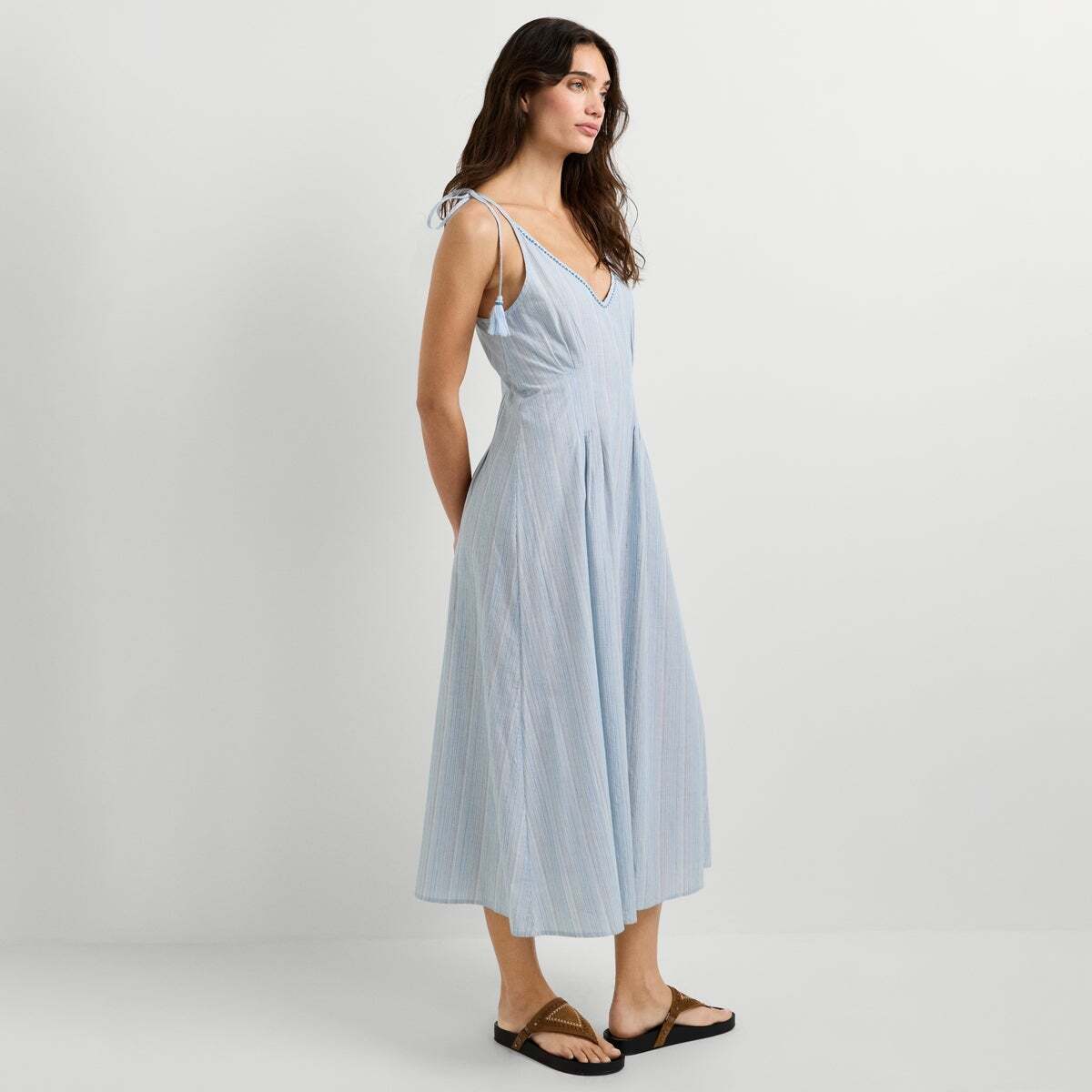 Robe Midi À Rayures bleu mer tempête, PEPE JEANS