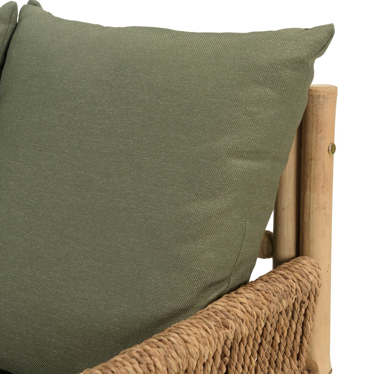 Canapé 3 places, pouf et table basse bambou CALVIA vert, PIER IMPORT