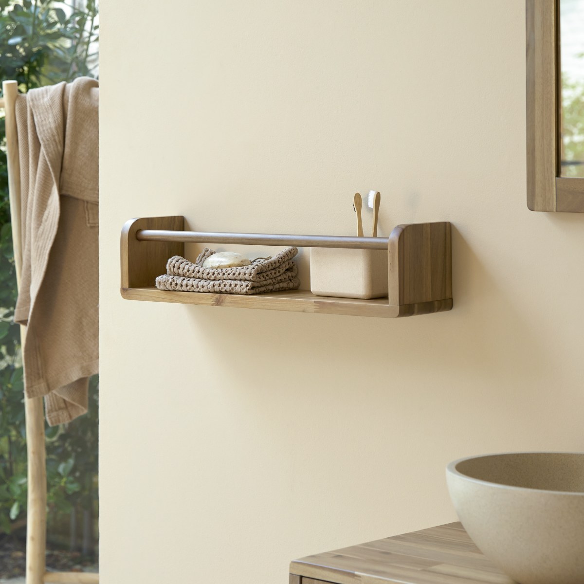 Porte-serviette en Acacia massif, LILA naturel, TIKAMOON