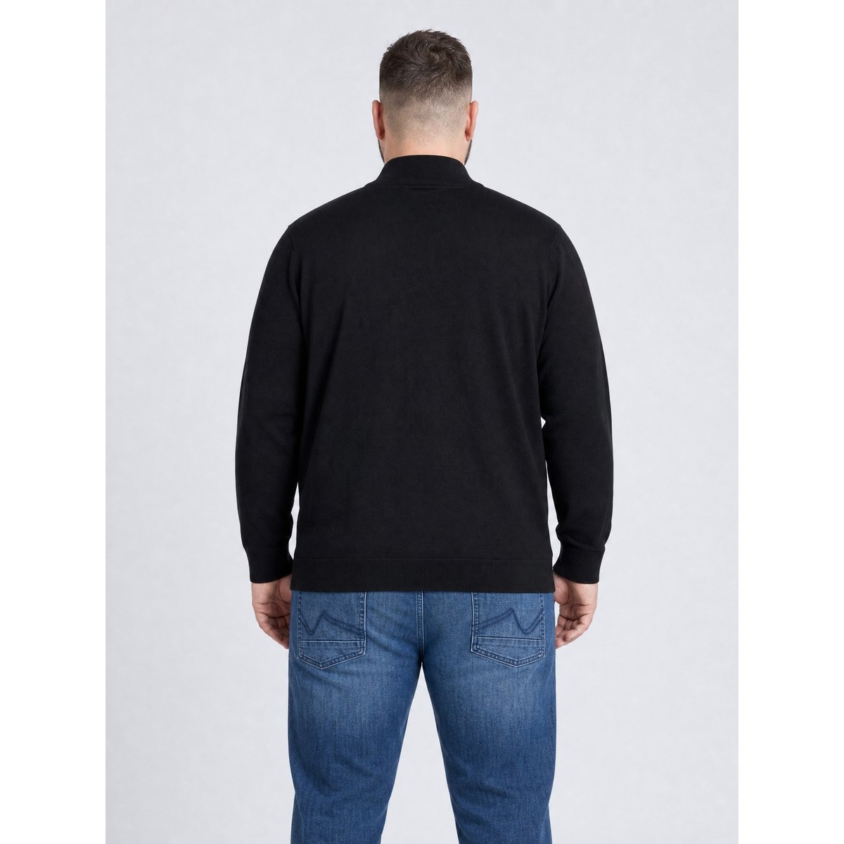 Pull grande taille à col zippé steelridge noir black, PETROL INDUSTRIES