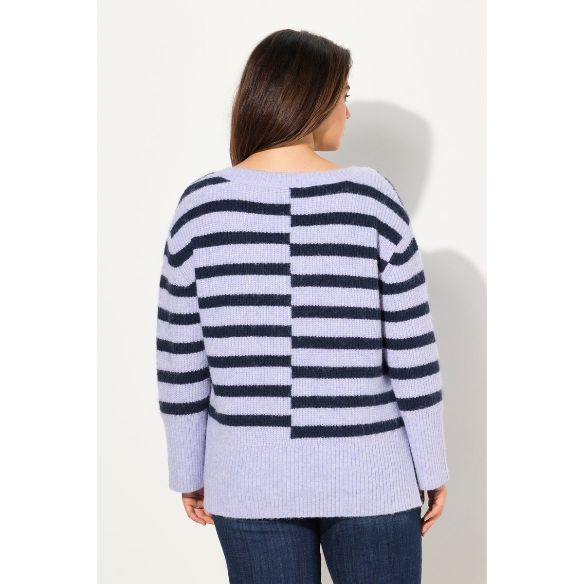 Pull oversize rayé gris bleu, ULLA POPKEN