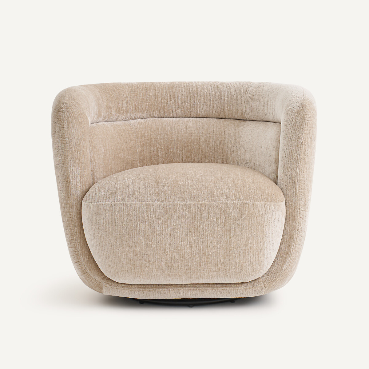 Sillón giratorio de terciopelo texturizado, BAIA beige escarchado, AM.PM