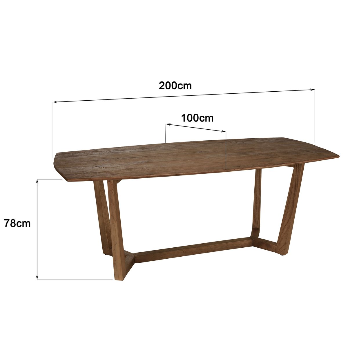 Table à manger rectangulaire 200x100cm bois de mindi ARCUS bois naturel, PIER IMPORT