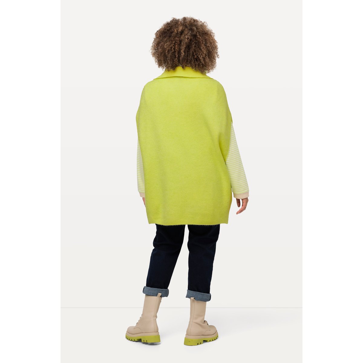 Pull sans manches oversized, bords-côtes vert citron, ULLA POPKEN
