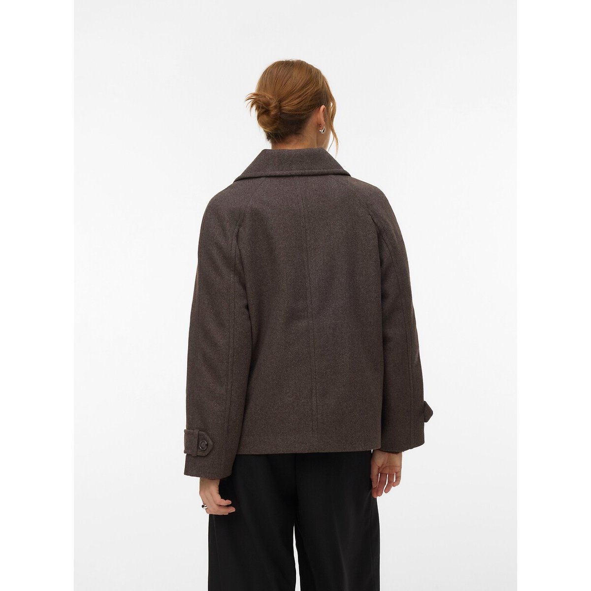 Manteau col polo marron foncé, VERO MODA