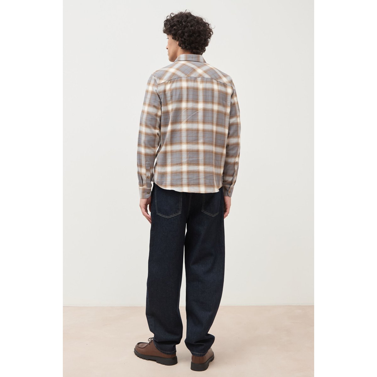 Chemise à carreaux col américain vert kaki, BONOBO