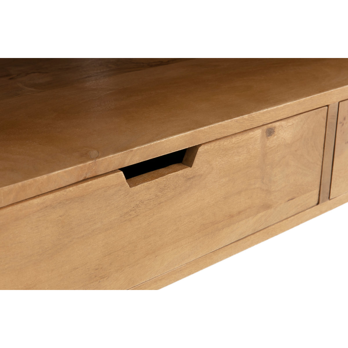 Meuble TV d'angle en bois manguier massif et métal noir L100 cm VIBES naturel, MILIBOO