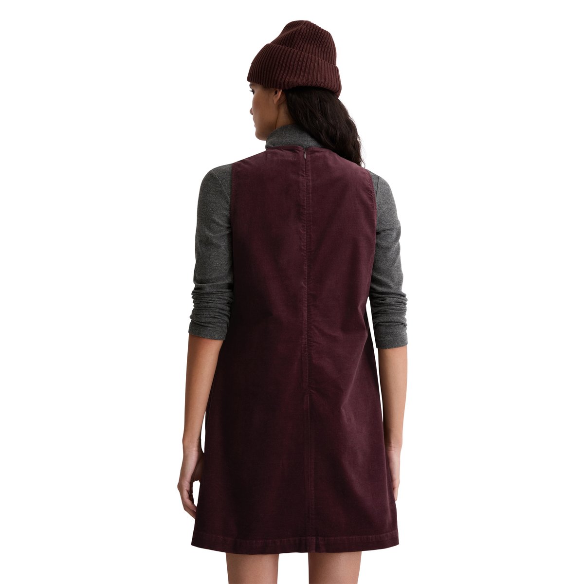 Robe courte en velours straight en coton organique-viscose stretch dunkelrot, MARC O'POLO