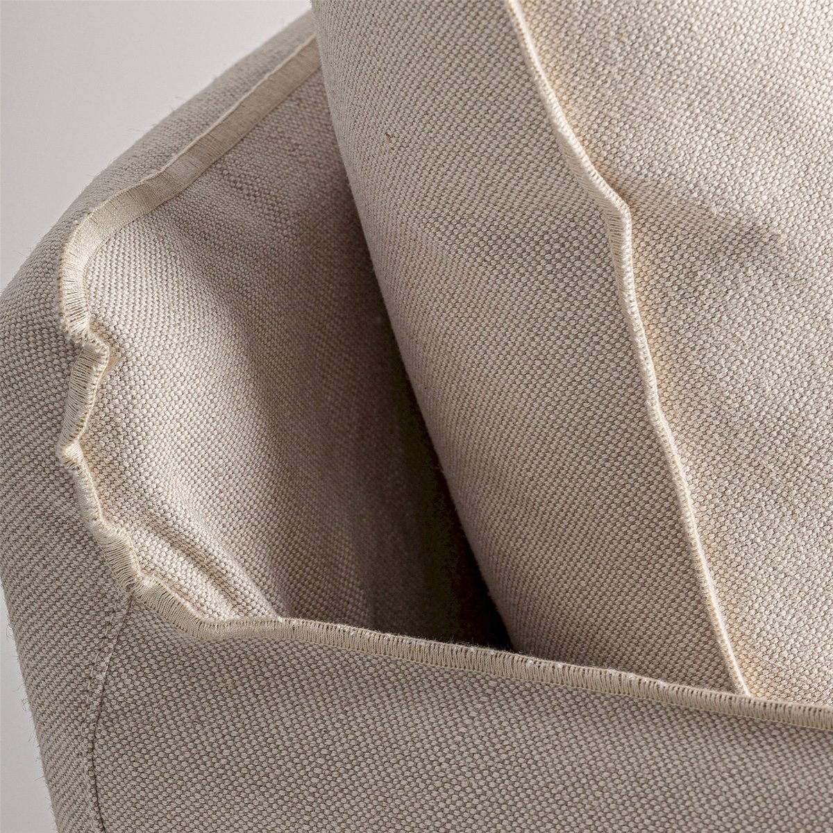 Fauteuil contemporain en lin style épuré beige lin naturel, RECOLLECTION