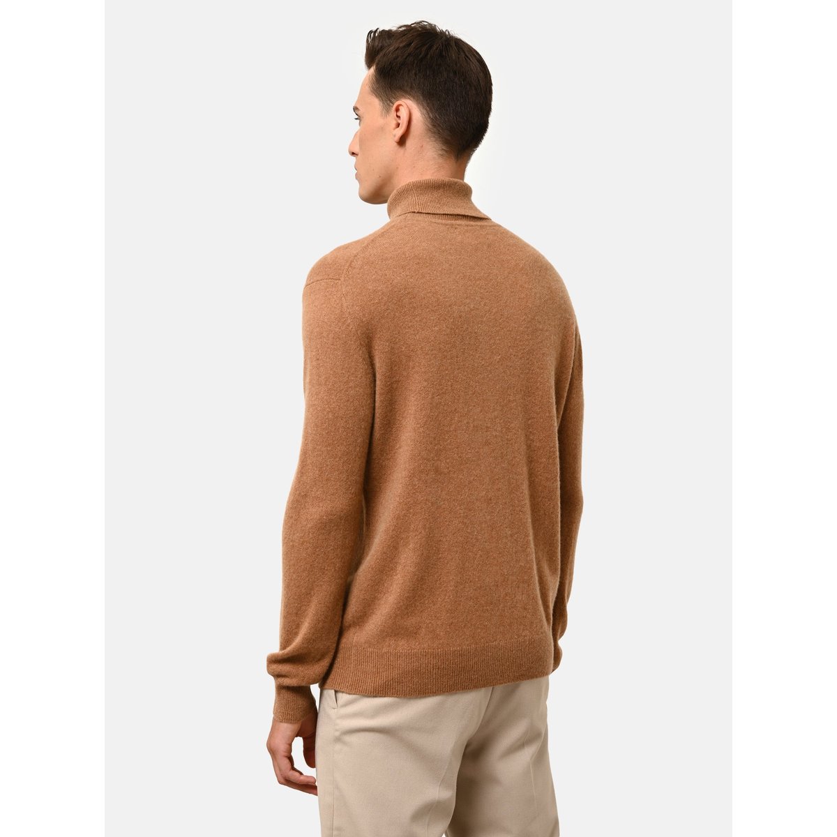 Pull Col Roulé Noisette Connor marron clair, JUST CASHMERE