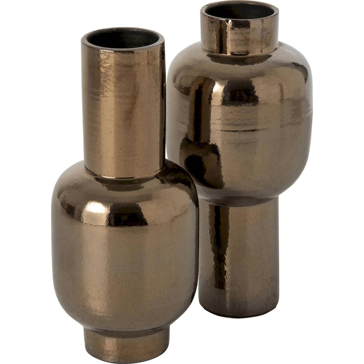 Vase rond en poterie bronze brillant, RECOLLECTION