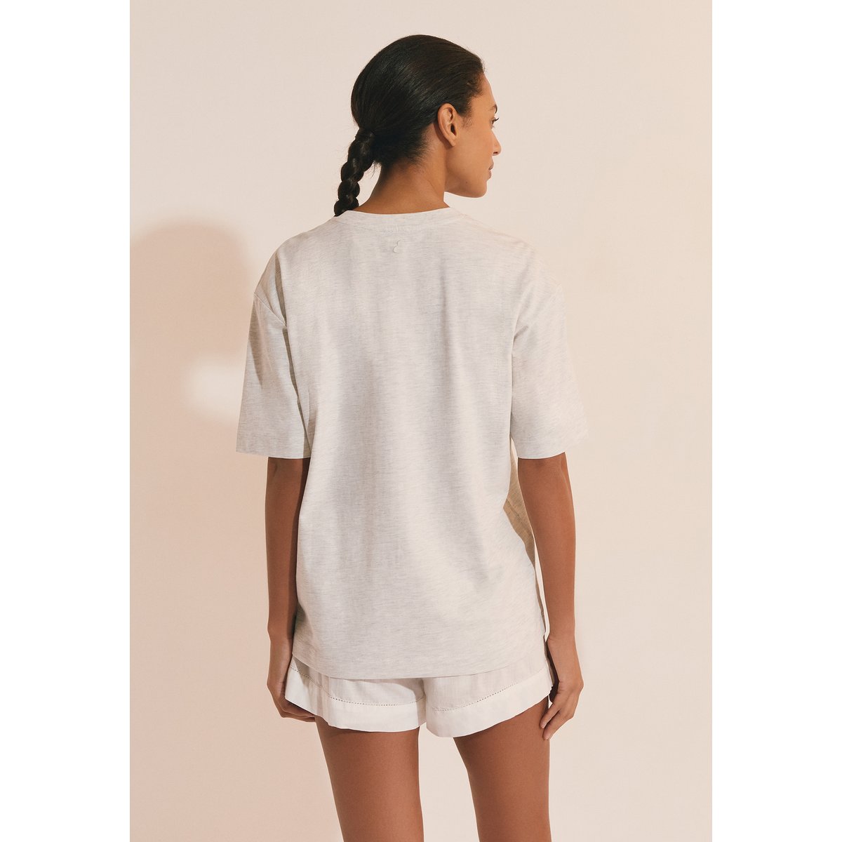 T-shirt de pyjama manches courtes en coton JOANNE gris clair, ETAM