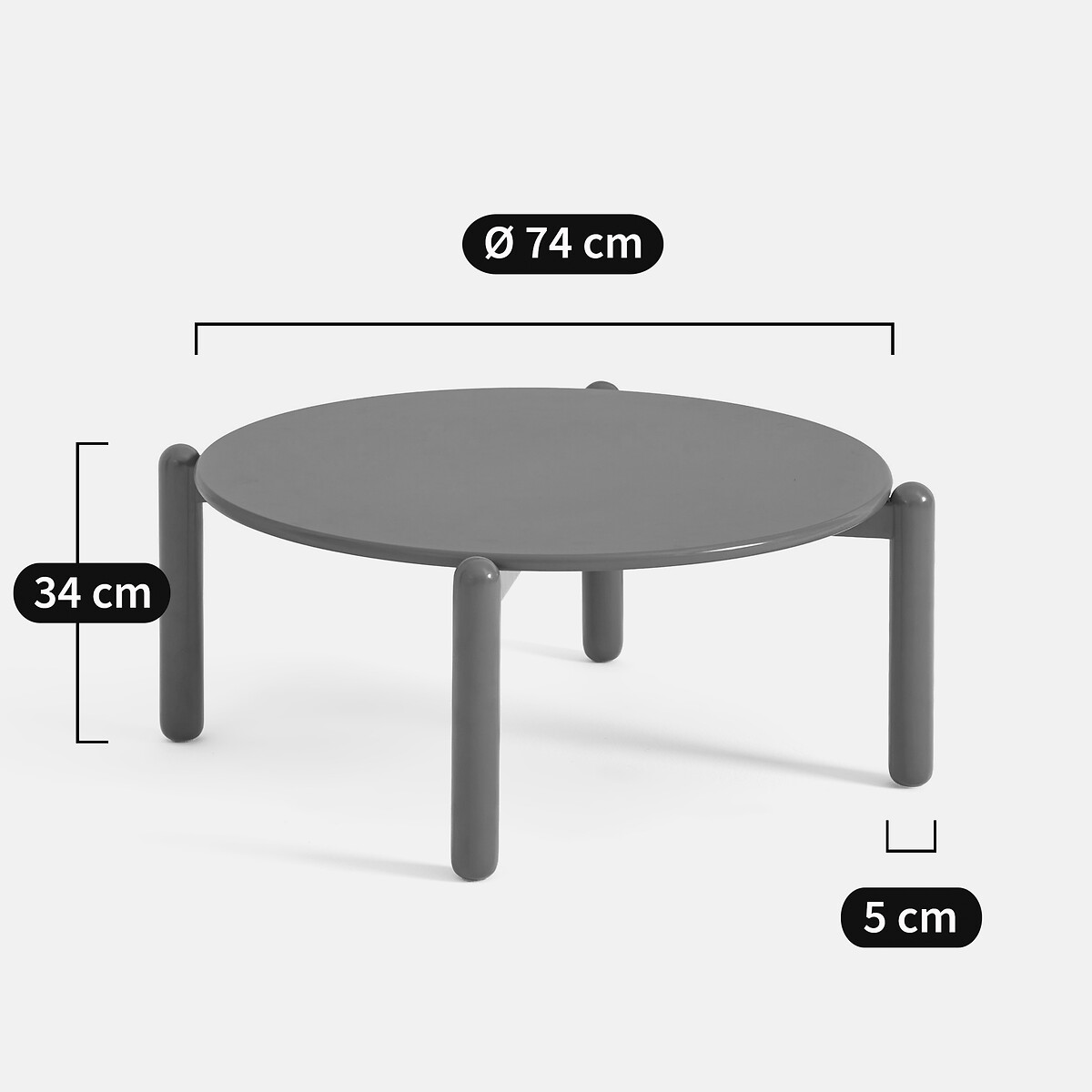 Coloquo Solid Beech and Oak Veneer Round Coffee Table, Diameter 74cm bronze, LA REDOUTE INTERIEURS