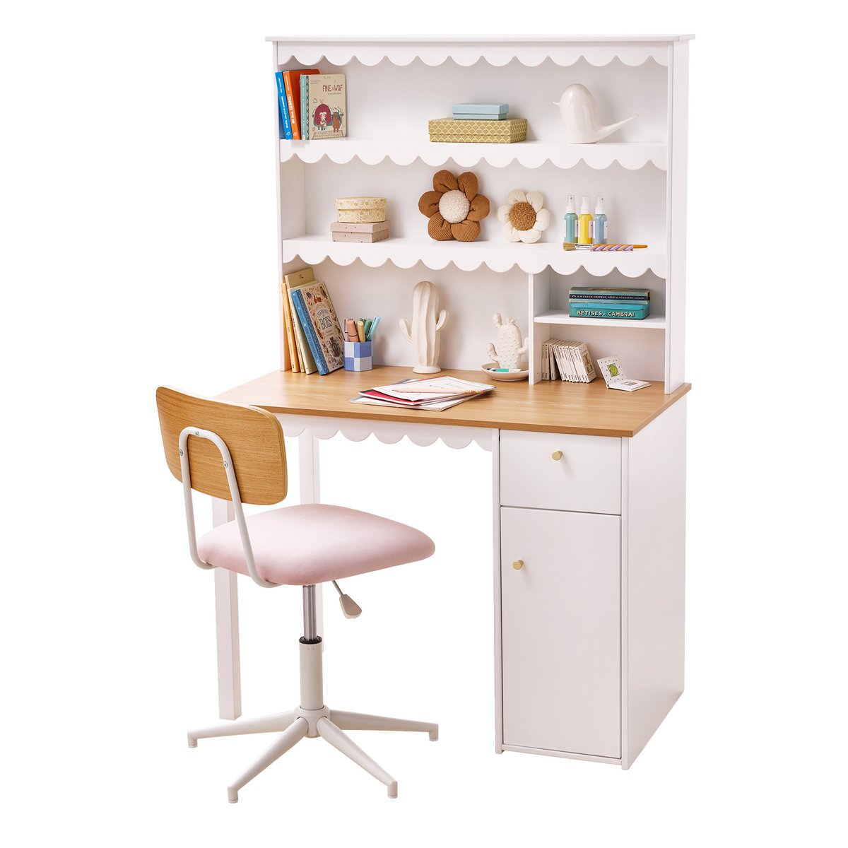 Bureau enfant rangement feston blanc, VERTBAUDET