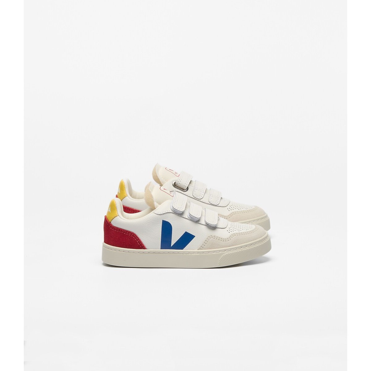 Baskets en cuir Small V-90 blanc/bleu/rouge, VEJA