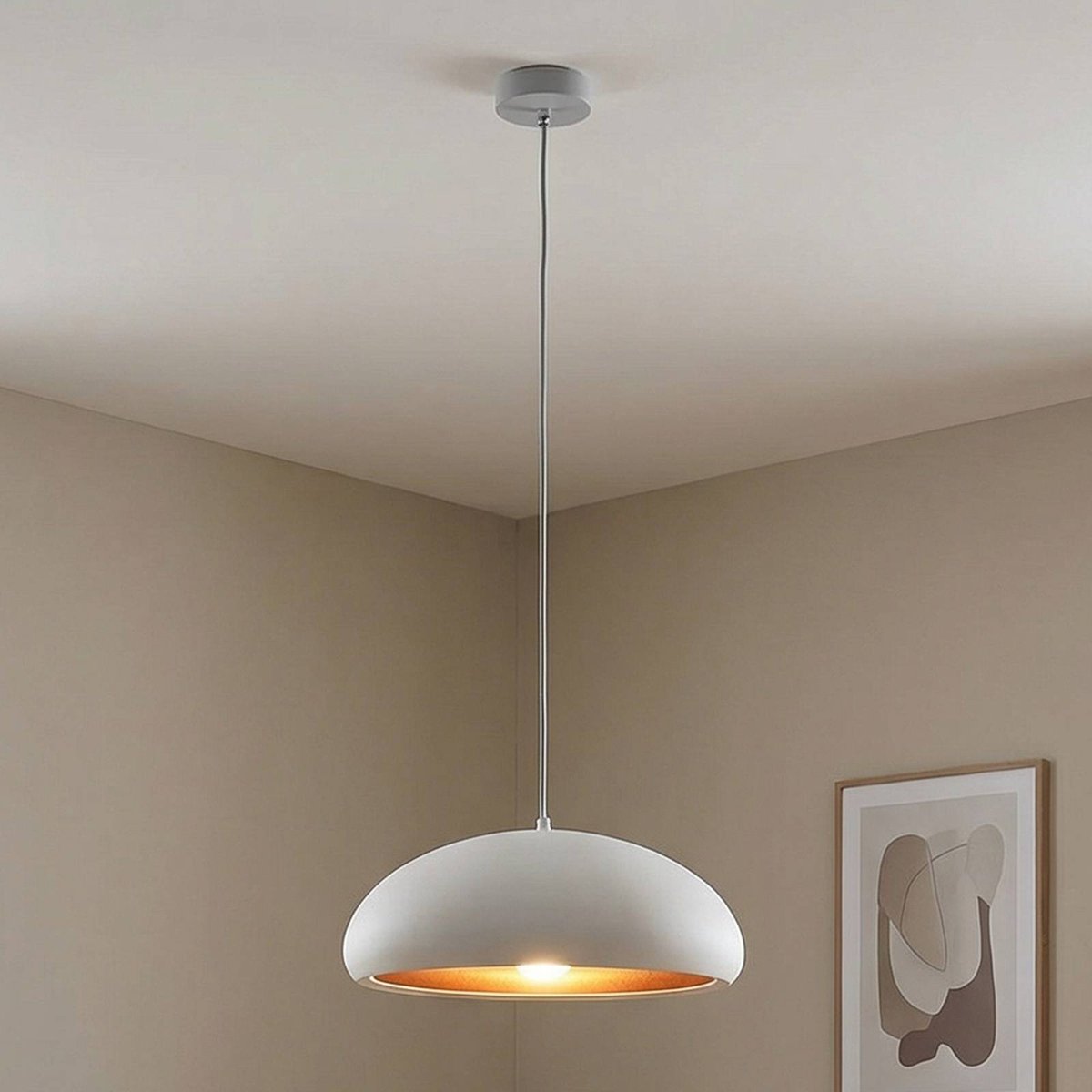 Suspension en métal moderne, Gerwina blanc, or, LINDBY