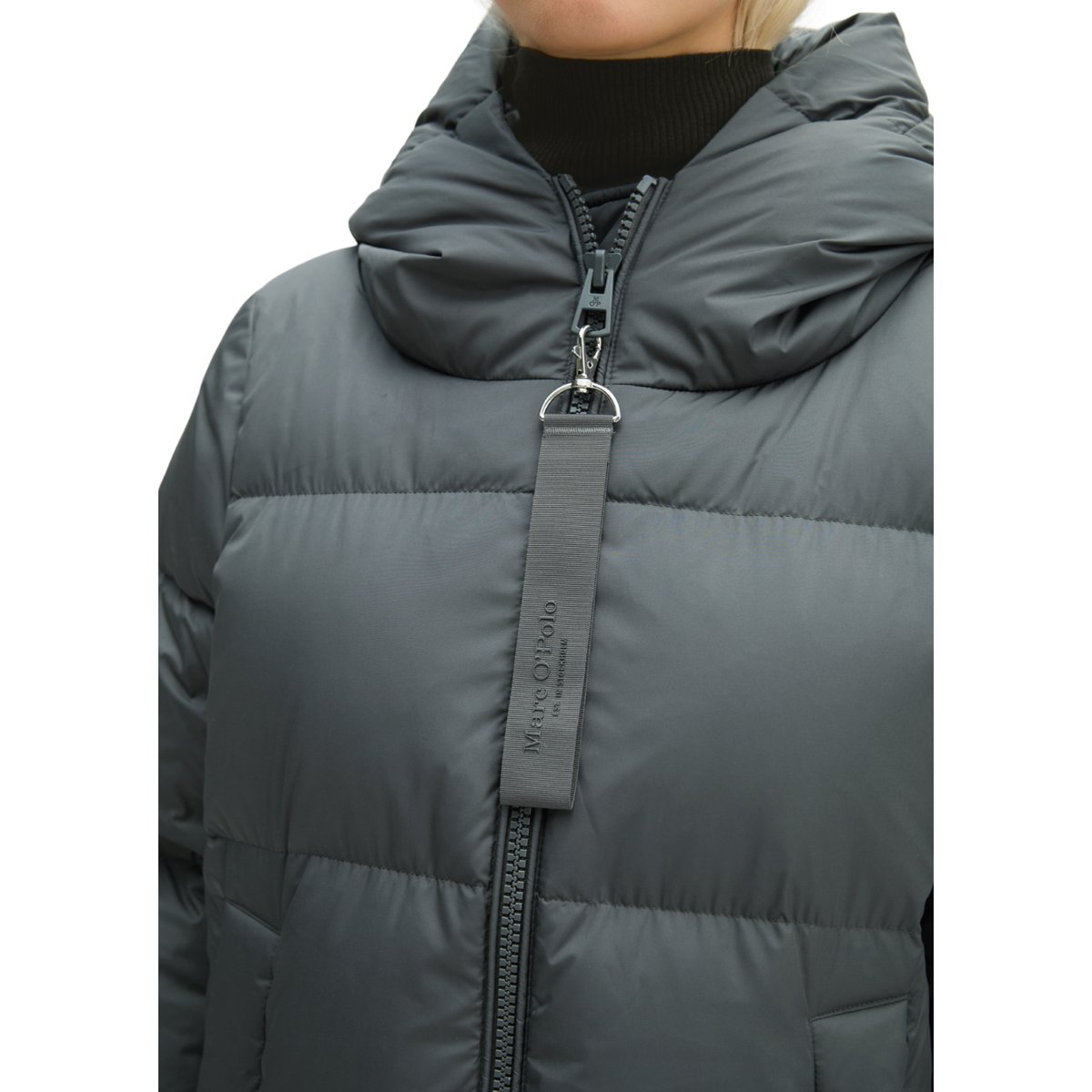 Manteau à capuche matelassé en duvet, coupe régulière à partir de matériaux recyclés gris, MARC O'POLO