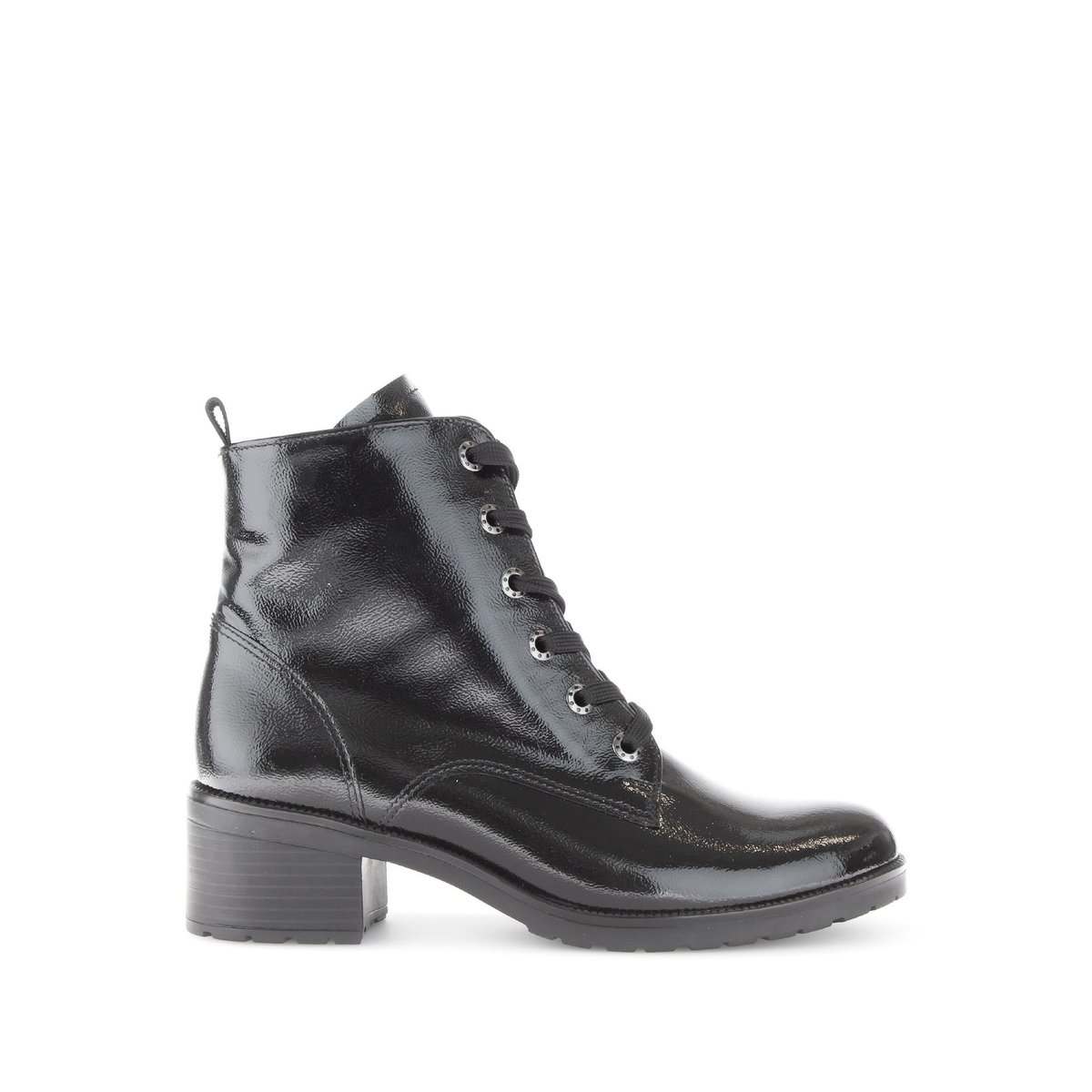 Bottines en cuir verni à talon décroché noir, GABOR