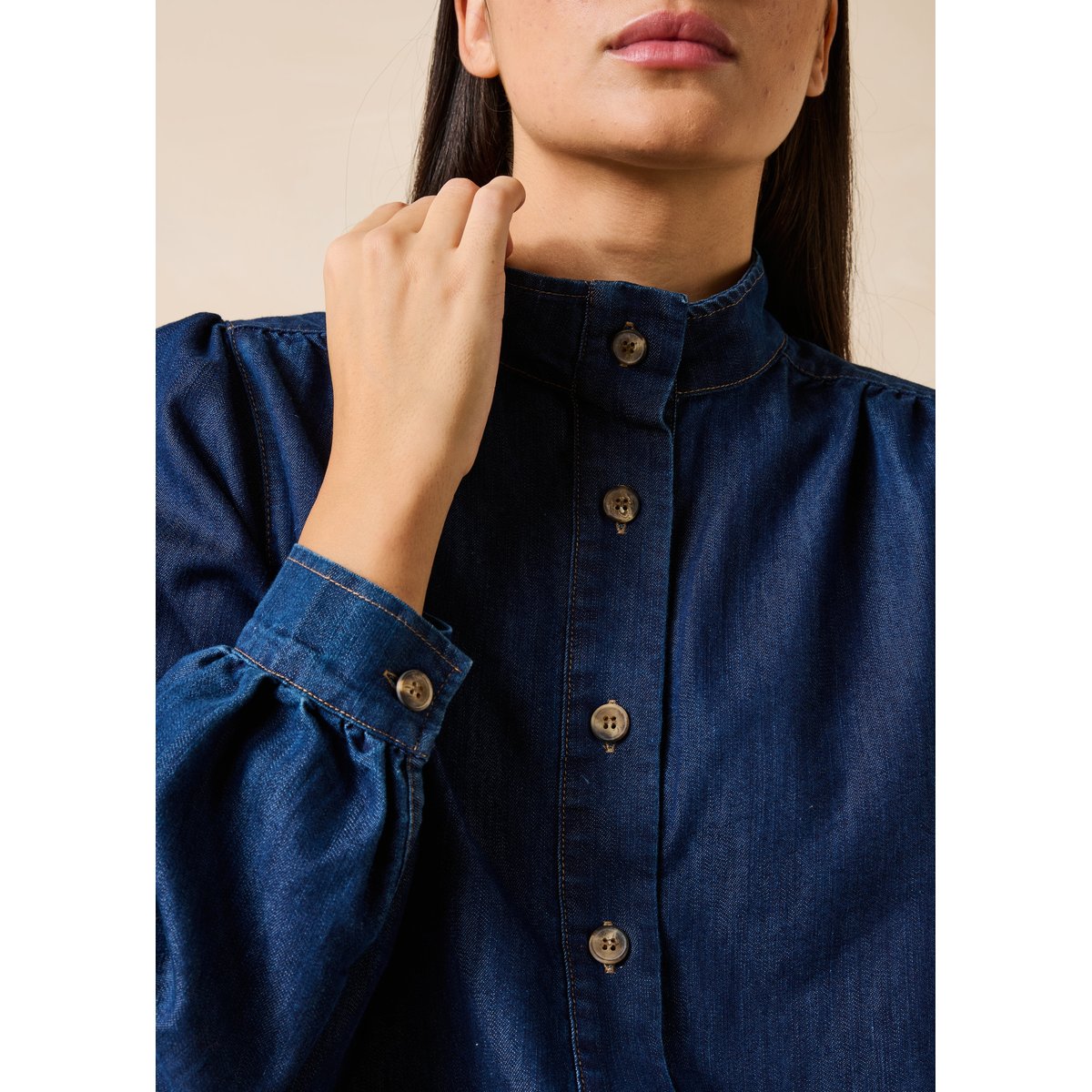 Chemise en denim manches longues brut, LA FEE MARABOUTEE