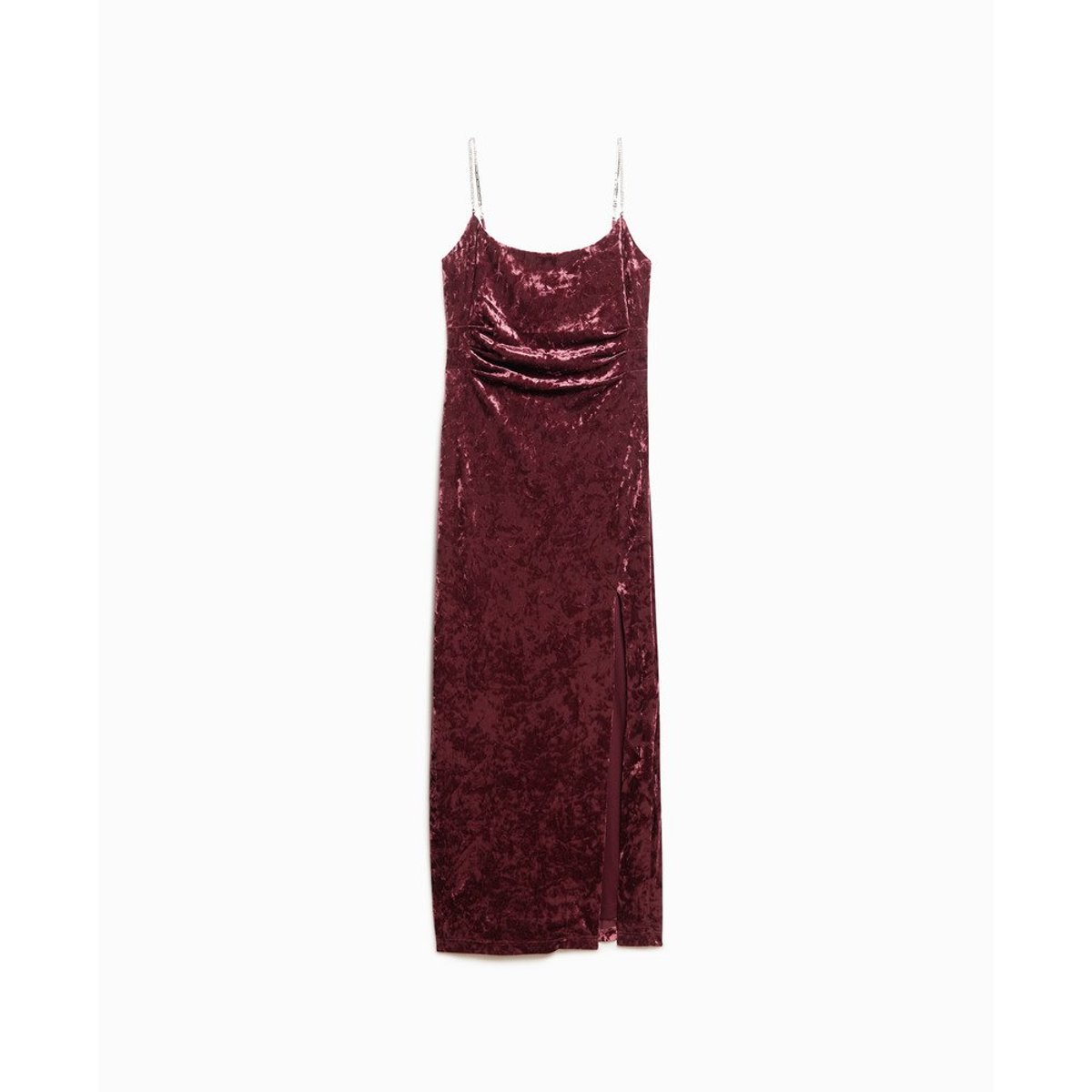 Robe longue en velours à strass bordeaux crush, SUPERDRY