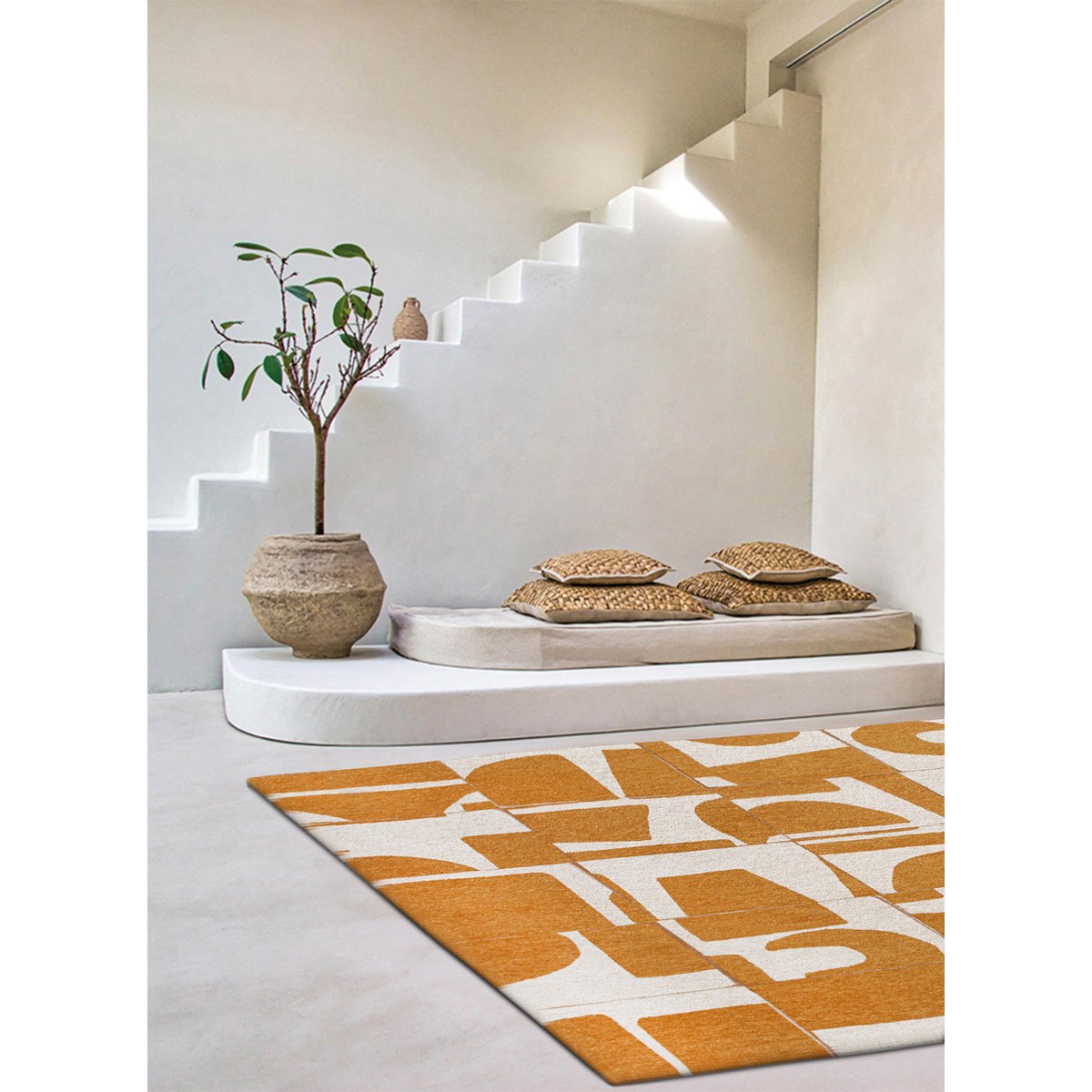 Tapis intérieur/extérieur tissé plat LASH jaune, NOVATREND