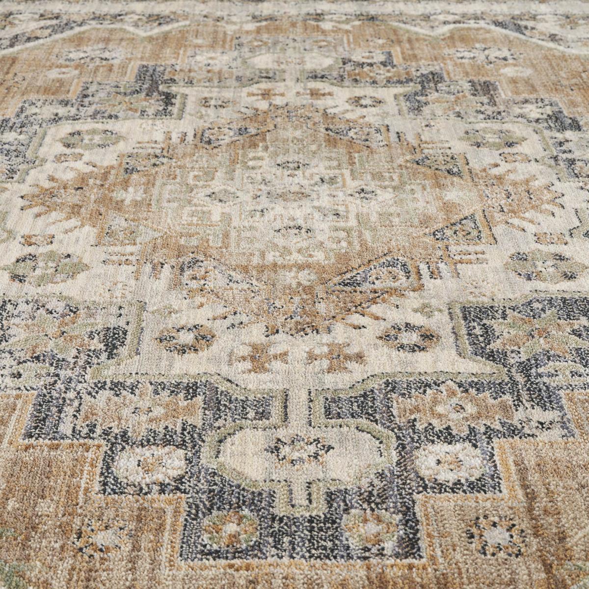 Tapis d'orient, motif oriental authentique, tissé, LYN52 BOUKA beige, crème, gris, UN AMOUR DE TAPIS