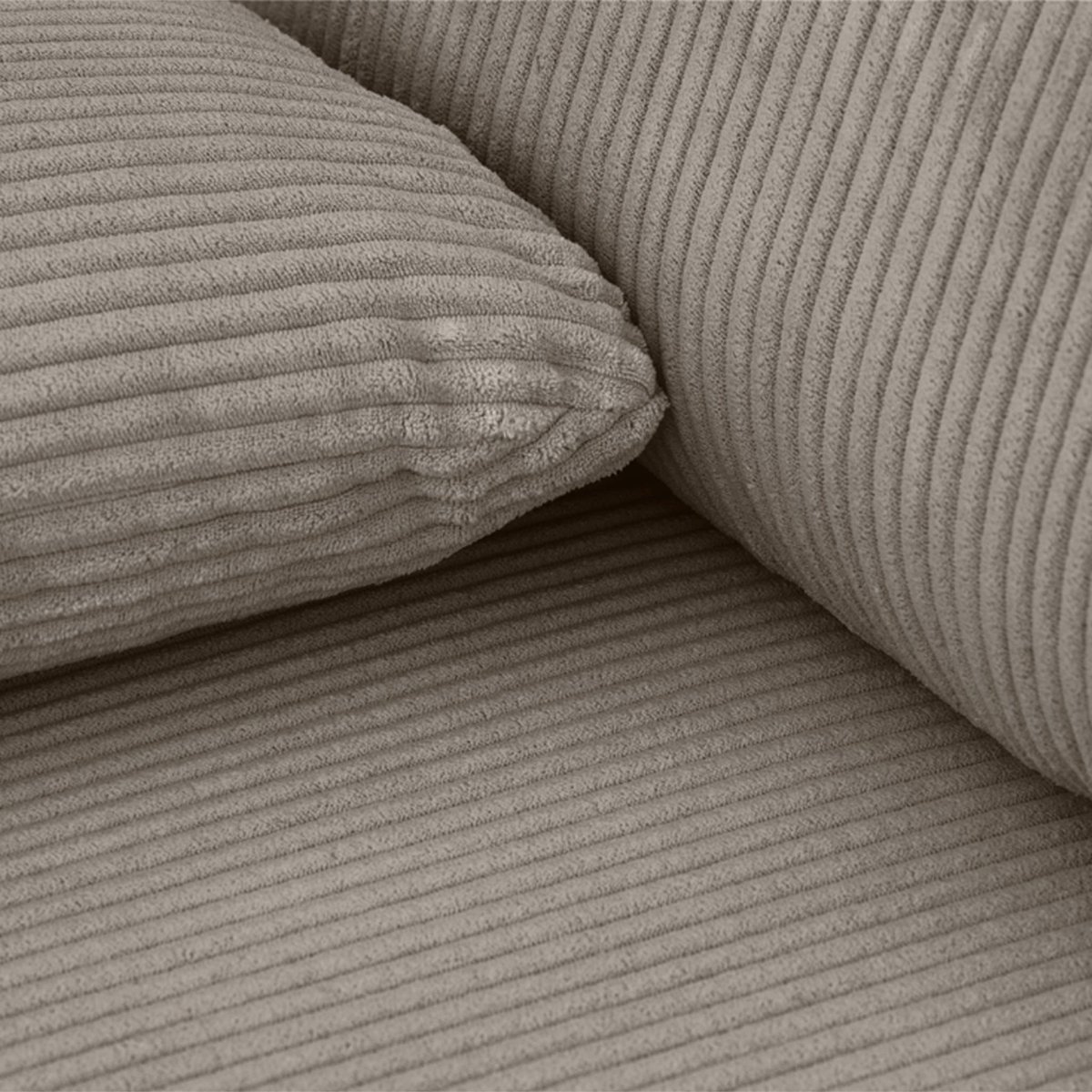 Banquette canapé d'angle gauche convertible 3 places velours côtelé avec coffre NELSON taupe, SWEEEK