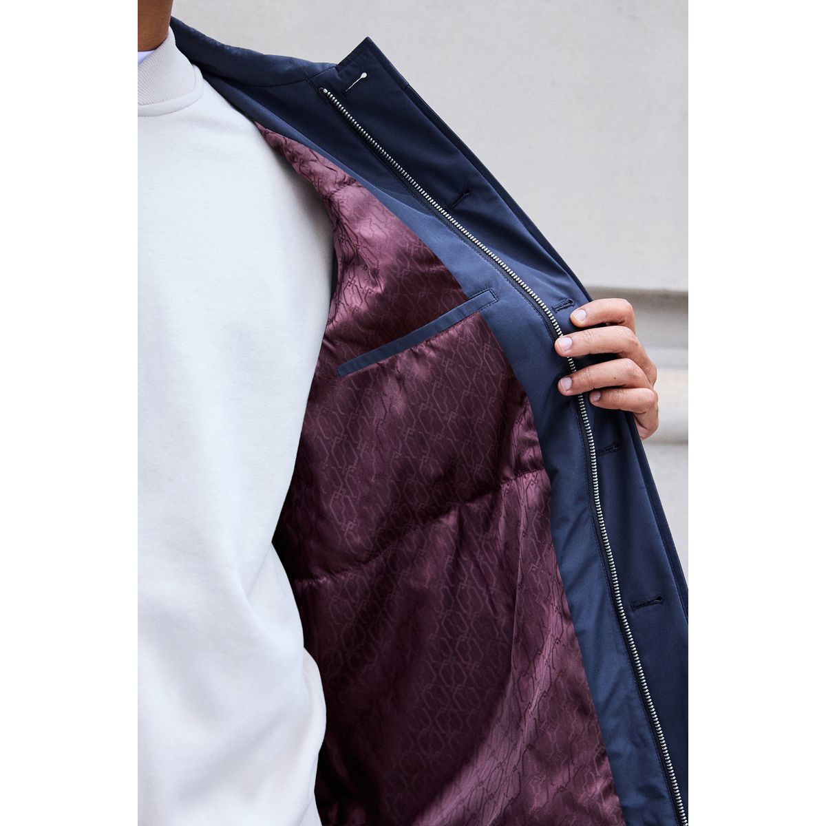 Trench matelassé imperméable bleu marine, NEXT