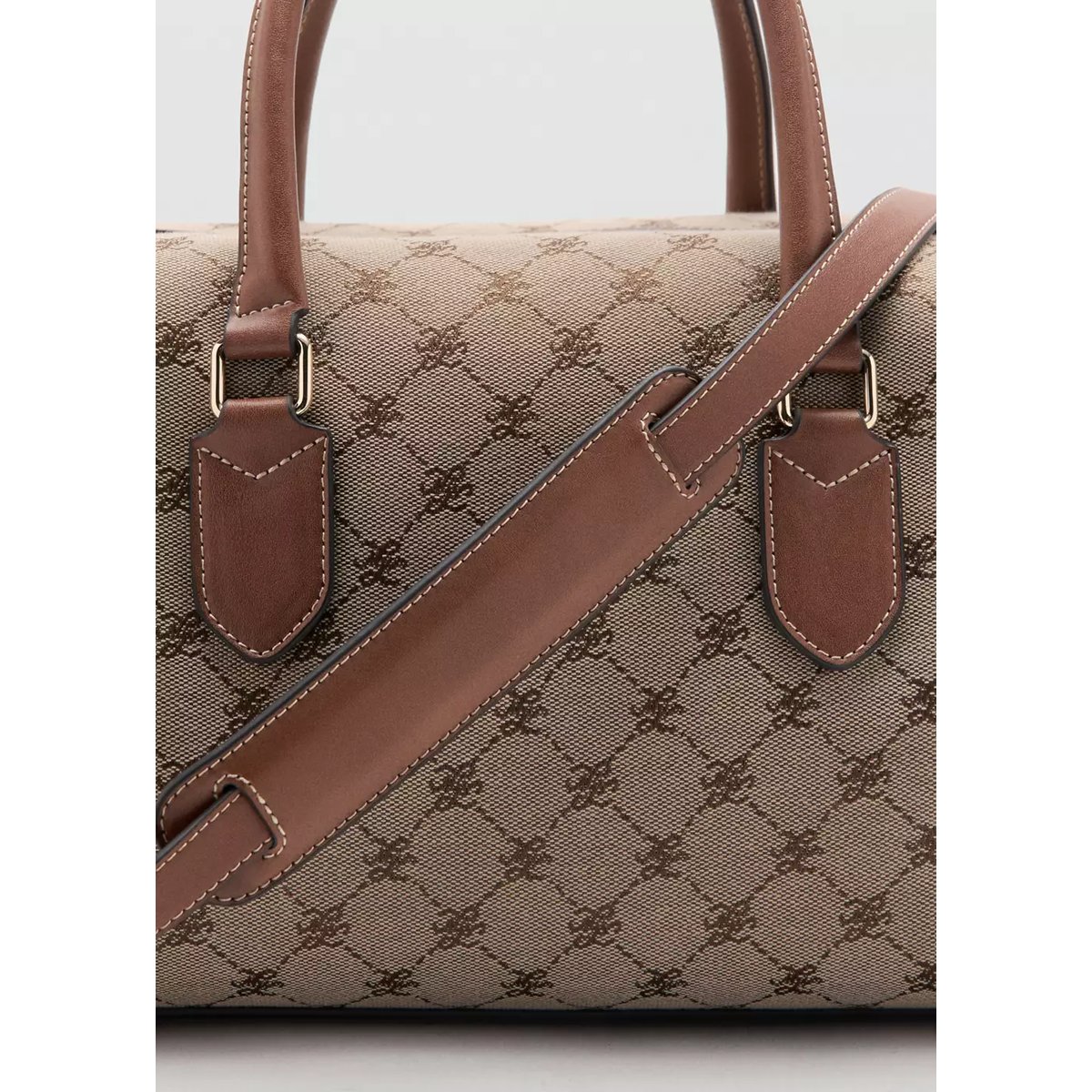 Sac bowling logo jacquard marron moyen, MANGO